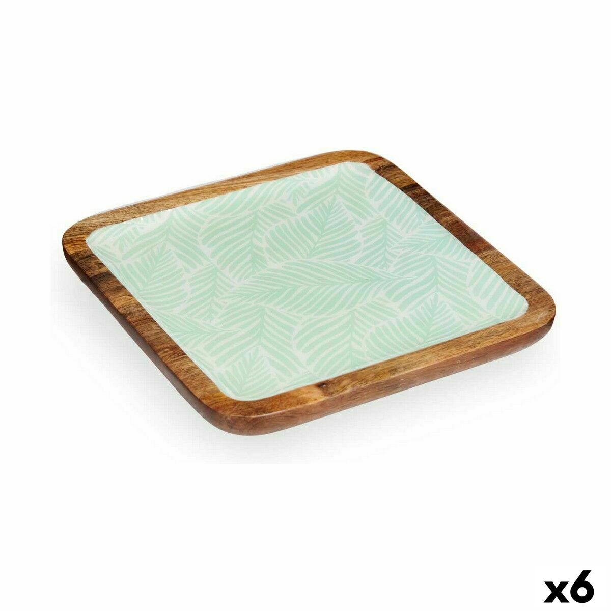 Borddekoration Gift Decor Hvid Brun Grøn Polyester Harpiks Mangotræ 25 x 25 cm 25,4 x 2,54 x 25,4 cm Blad af en plante (6 enhede