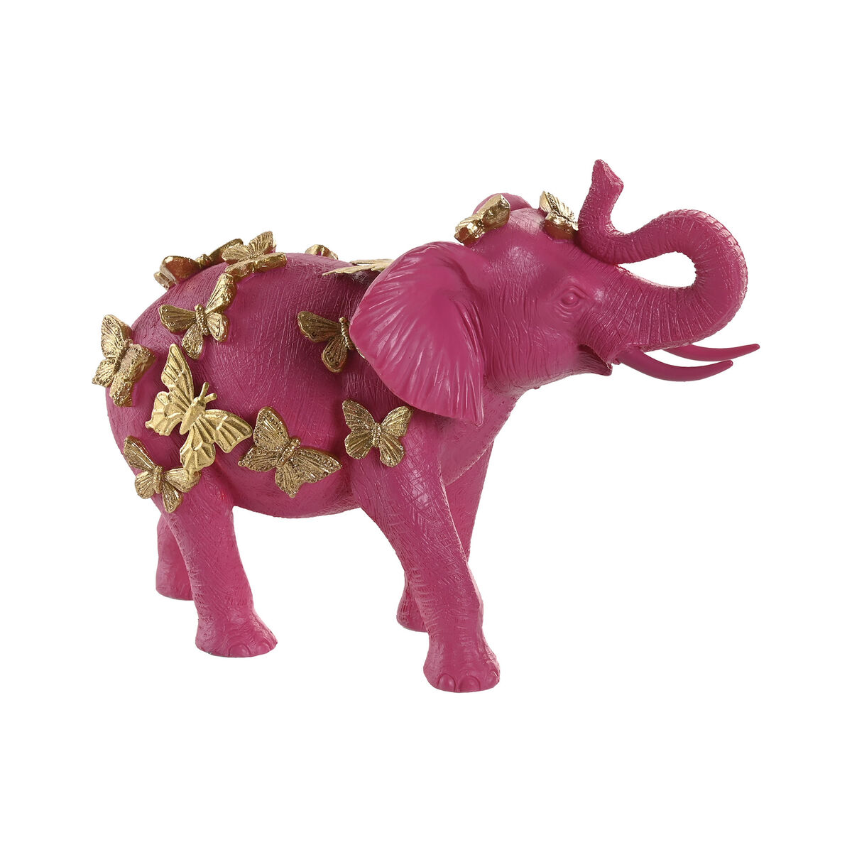 Dekorativ figur Home ESPRIT Gylden Fuchsia Elefant 26 x 13,5 x 19 cm