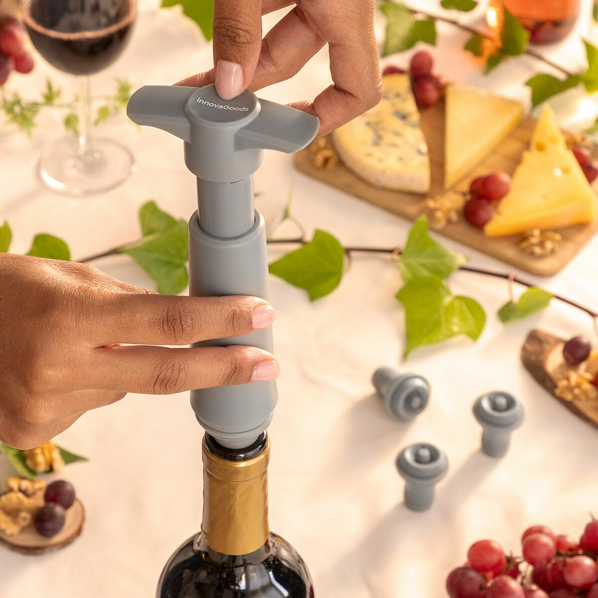 Vakuumpumpe og vinstoppere Winuum InnovaGoods (4 hætter)